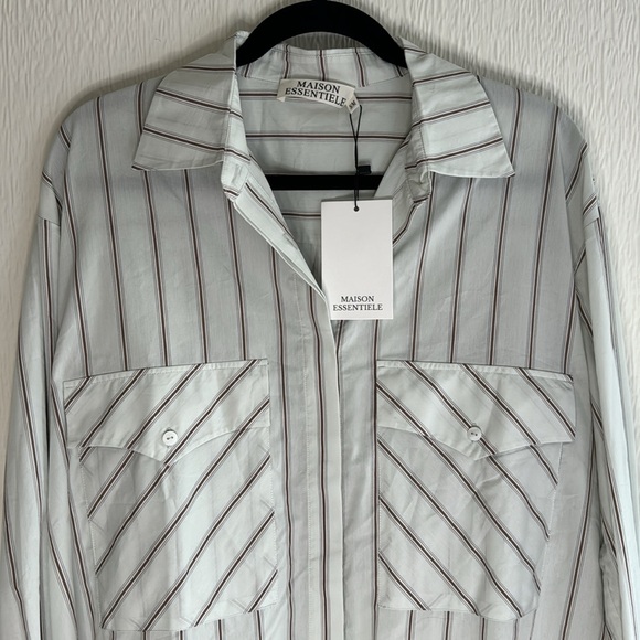 Maison Essentiele Oversized Striped Button Up - Picture 2 of 8